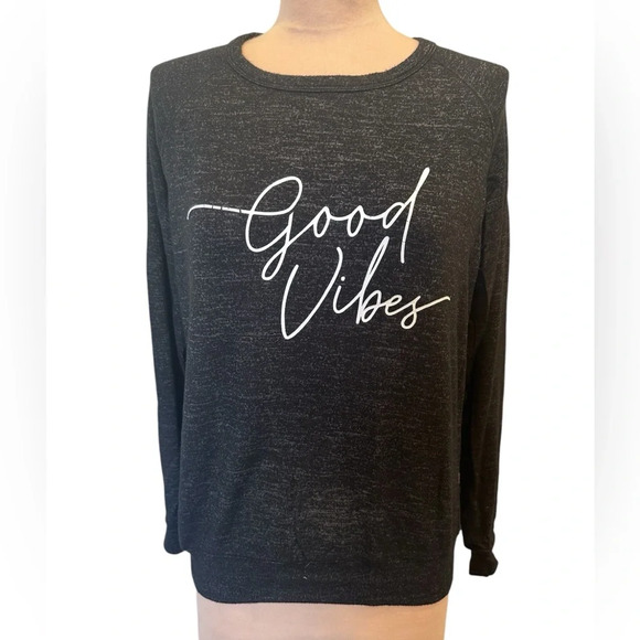 Buffalo David Bitton Black ‘Good Vibes’ Pullover Sweatshirt Size Small - Picture 1 of 6
